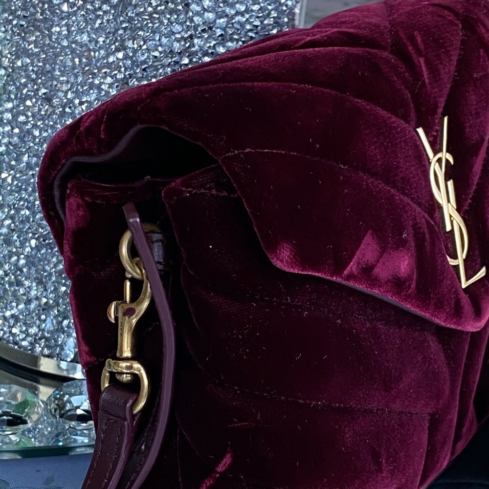 Yves Saint Laurent Deep Red Velvet Crossbody Bag - Picture 5 of 16